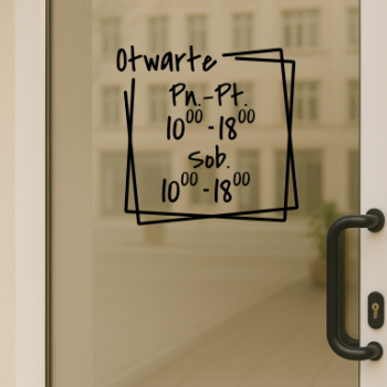 Naklejka z godzinami otwarcia – nowoczesna i minimalistyczna